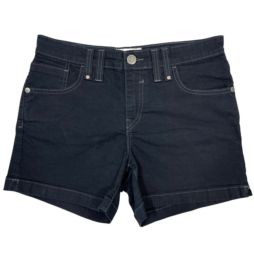 Signature Levi Strauss Y2K Jean Shorts 10 Black Contrast Stitch Stretch Western